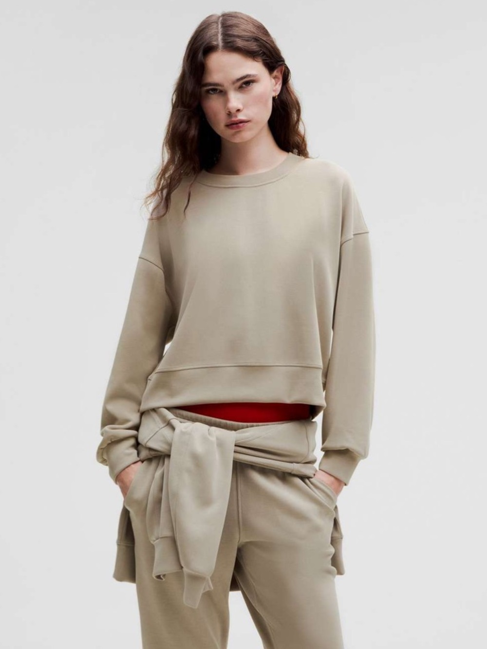 Lululemon Softstreme Perfectly Oversized Cropped Crew - Riverstone